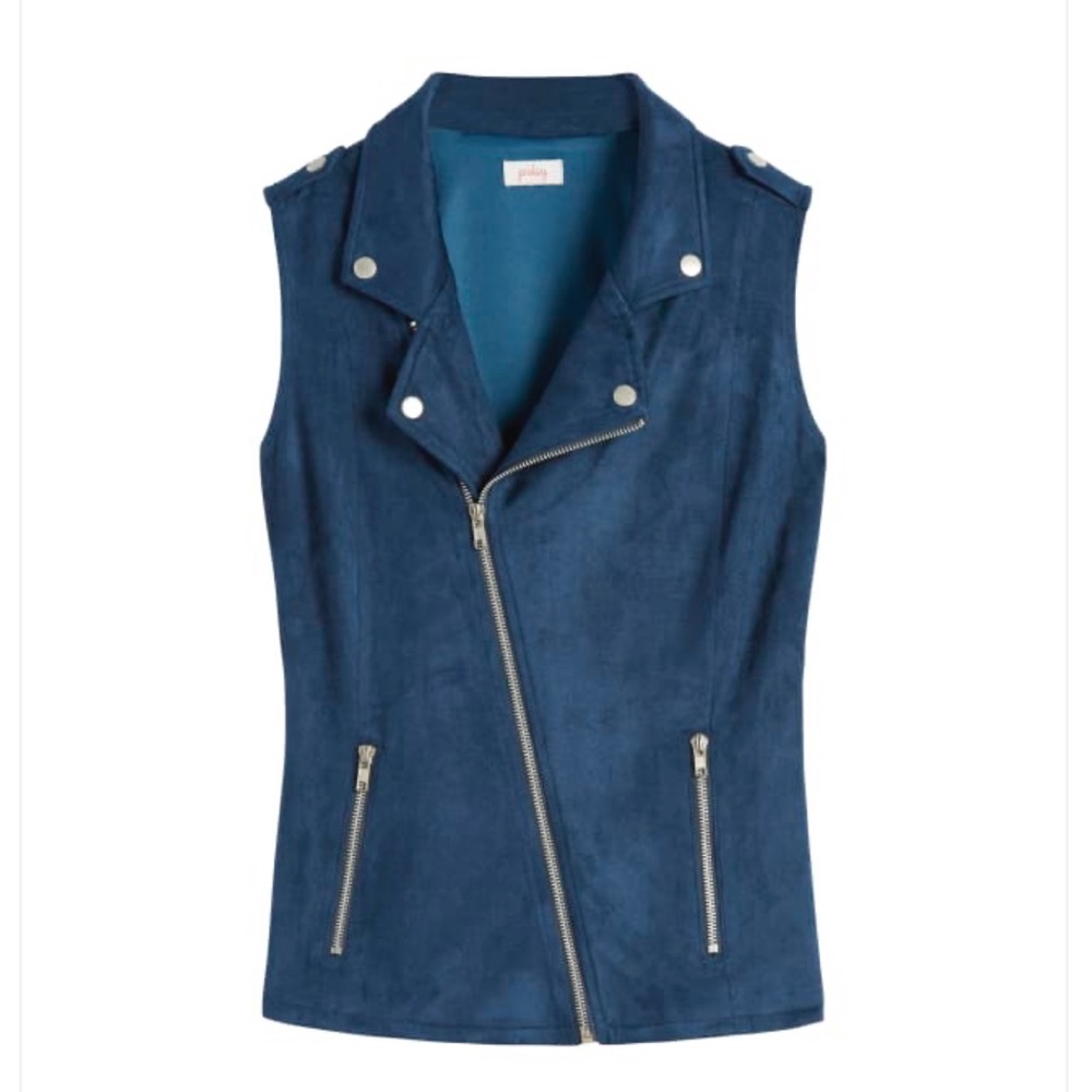 Pixley Bobet Faux Suede Vest Navy Size Small